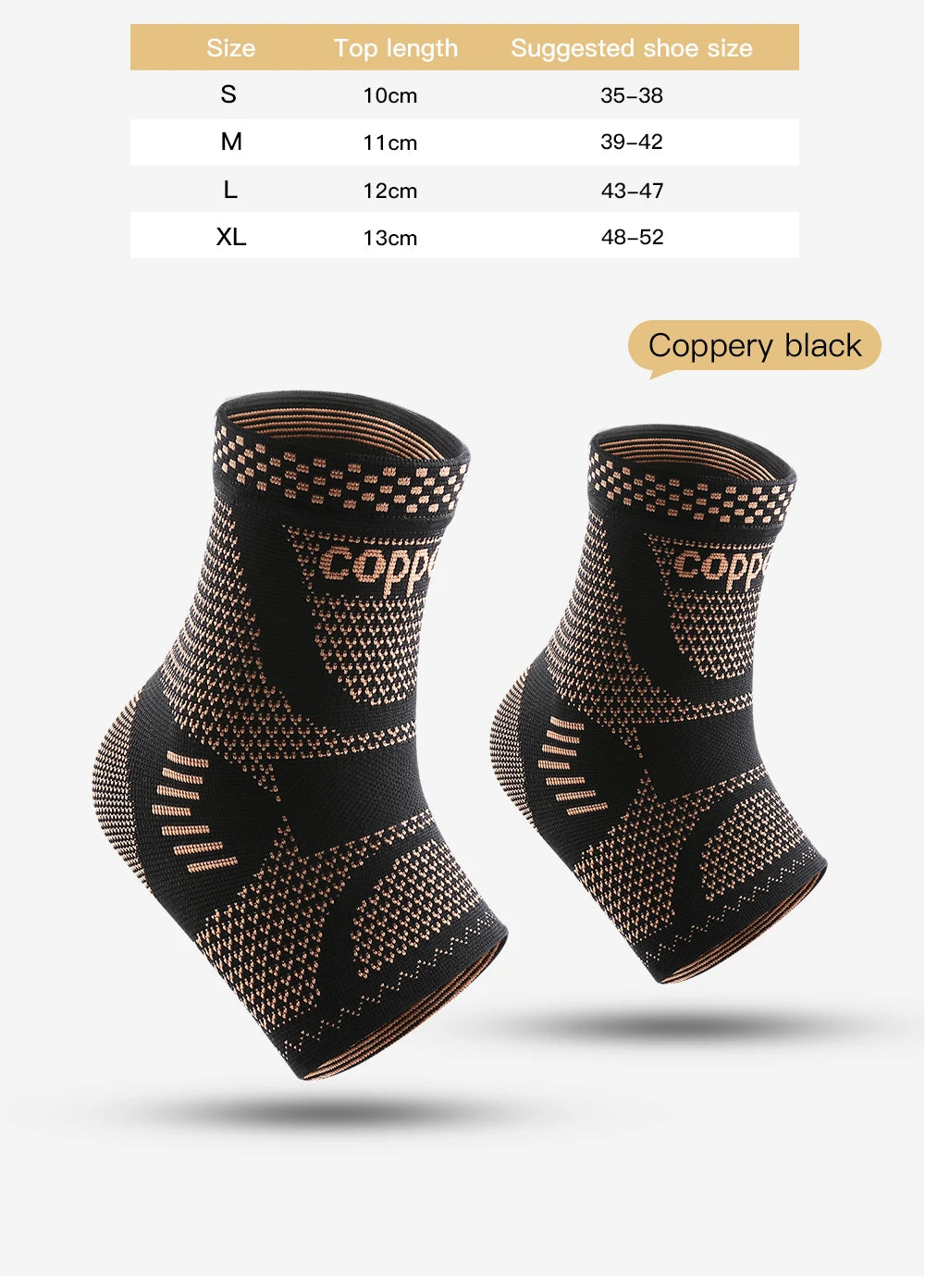Copper Ankle Compression Sleeve | Elastic Knit Support for Sports & Daily Use