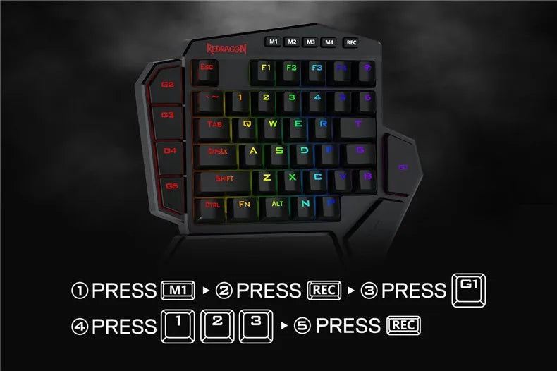 Teclado Gaming Una Mano Redragon K585 DITI | 42 Teclas | 2.4GHz Inalámbrico | RGB | 7 Macros | Hot-Swap | Redragon K585 DITI One-Handed Wireless Gaming Keypad 42 Keys 2.4GHz RGB 7 Macros Hot-Swap