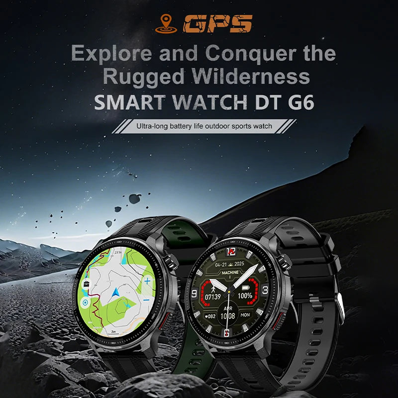 Smartwatch DT G6 2026 | AMOLED 1.43" | GPS + Mapas Offline | 3ATM | 4GB | Outdoor