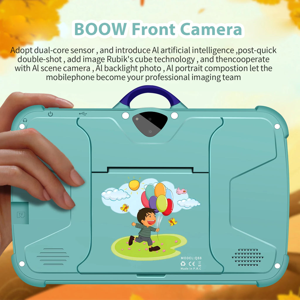 Tablet Infantil BDF 7" | Android 13 | 4GB RAM + 64GB | Quad-Core | WiFi | 4000mAh | Verde, Rosa, Naranja, Azul