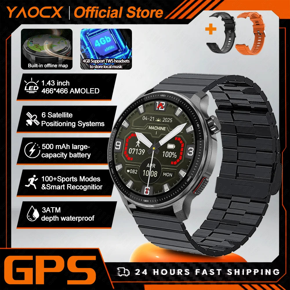 Smartwatch DT G6 2026 | AMOLED 1.43" | GPS + Mapas Offline | 3ATM | 4GB | Outdoor
