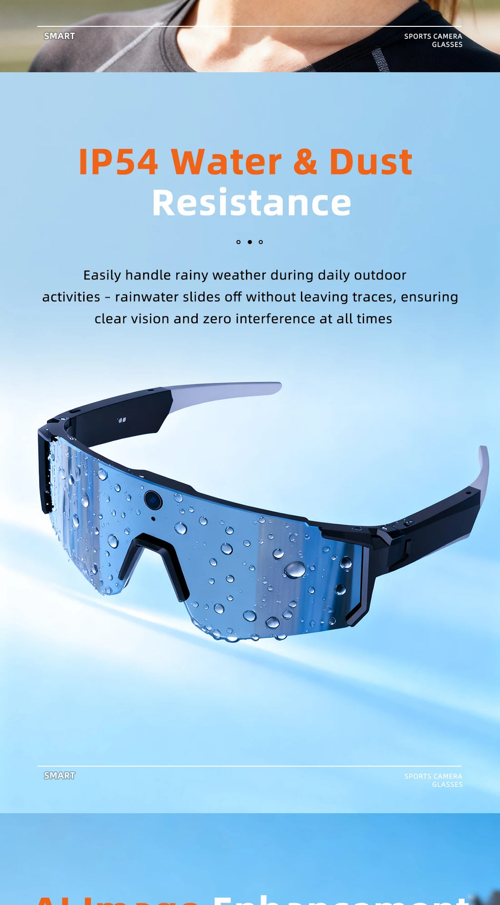 Lentes Deportivos Inteligentes con Cámara IA | 8MP, Bluetooth, Resistentes al Agua