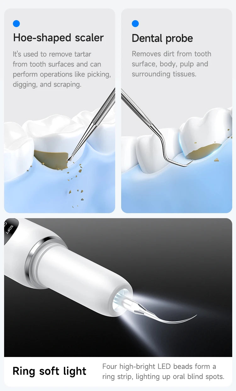T6 Ultrasonic Dental Scaler | USB-C Oral Care Device / Escariador dental ultrasónico T6