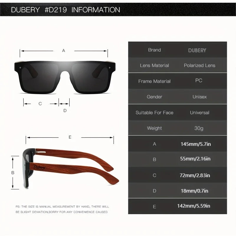 DUBERY Gafas de Sol Polarizadas UV400 | Marco de Madera | 6 Colores