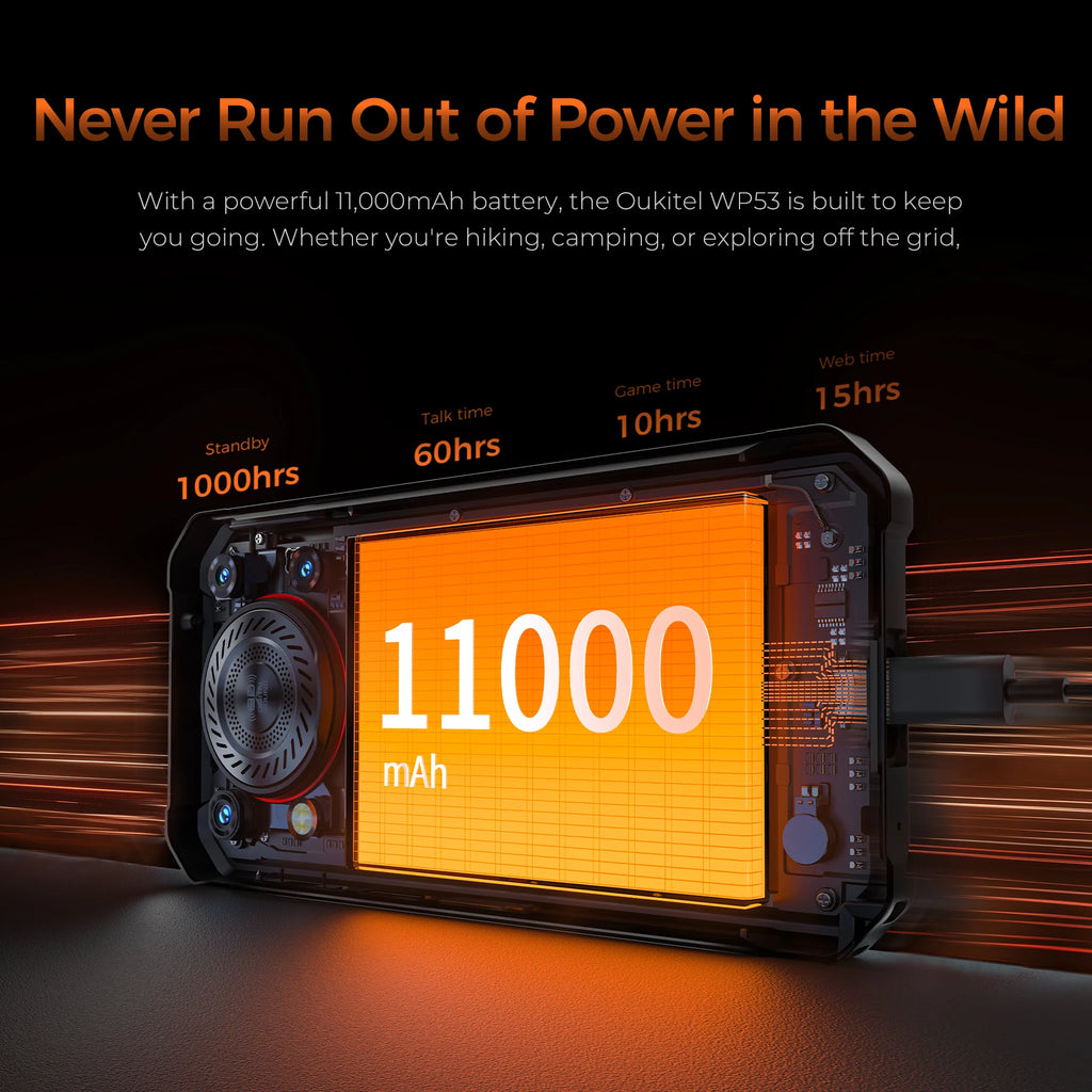 OUKITEL WP53 | Rugged Phone 4G 11000mAh 13MP Android 15 | NFC IP68 128dB