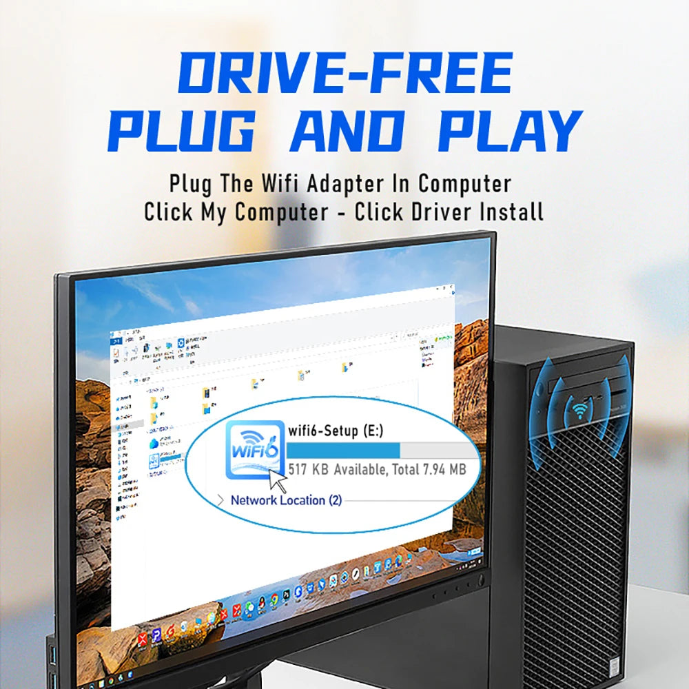 Adaptador USB WiFi 6 1800Mbps | Doble Banda 5GHz/2.4GHz | USB 3.0 | Antena Alta Ganancia | Windows 10/11