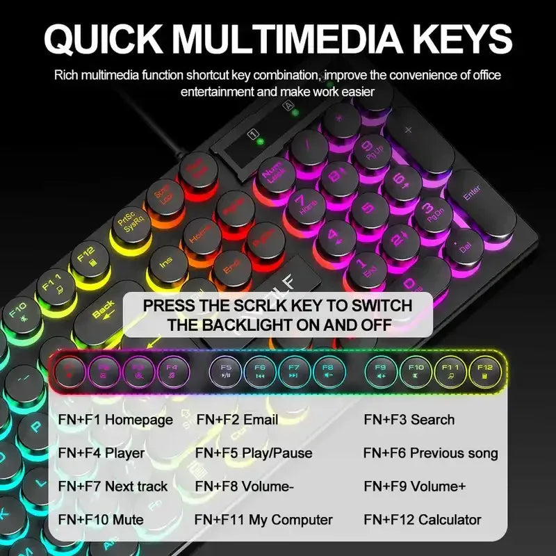 Teclado Mecánico Gaming 104 Teclas | USB | RGB Multicolor | Switch Negro | PC/Laptop | Full-Size RGB Mechanical Gaming Keyboard 104 Keys USB Black Switch PC Laptop