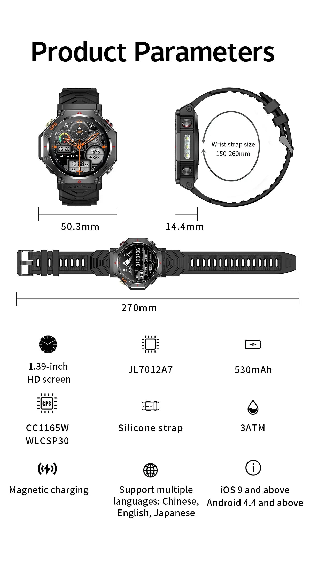 Military GPS Smartwatch 2025 | AMOLED 1.39" | 107 Sports Modes | Bluetooth Calling | Men Women | Smartwatch Militar GPS 2025 | 107 Modos Deportivos | Llamadas Bluetooth | Hombre Mujer