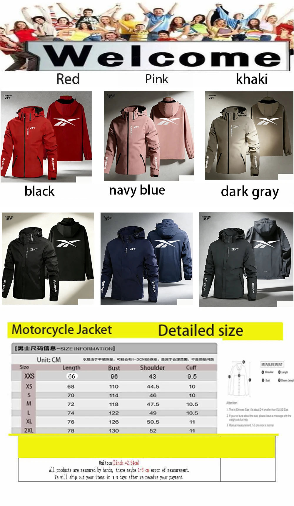 Reebok Men's Hooded Jacket | Removable Hood & Zip Front | Outdoor Casual Wear