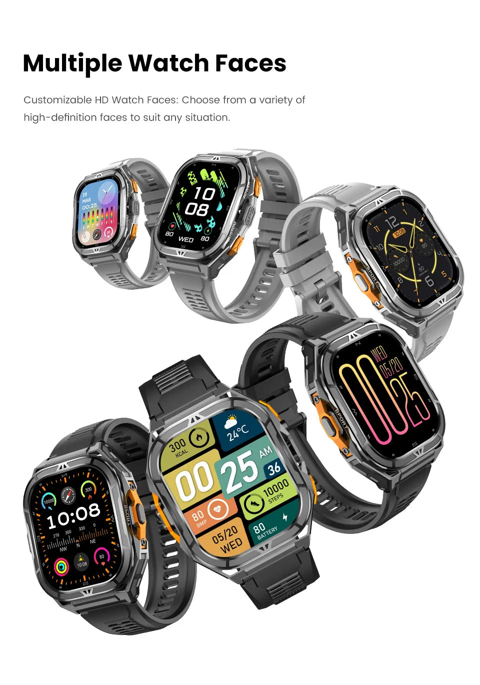 GPS Smartwatch 2026 Rugged | AMOLED 1.96" | NFC | 10m Waterproof | Bluetooth 5.3 | Men Outdoor | Smartwatch GPS 2026 Resistente | AMOLED 1.96" | NFC | Resistente al Agua 10m | Bluetooth 5.3 | Hombre Exterior