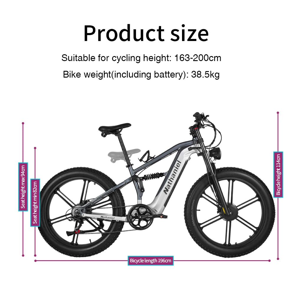 Nathaniel SYR09 Bicicleta Eléctrica 2000W | Doble Motor | Fat Tire 26x4.0 | 48V 20/40Ah | 55km/h | Todo Terreno | E-Bike