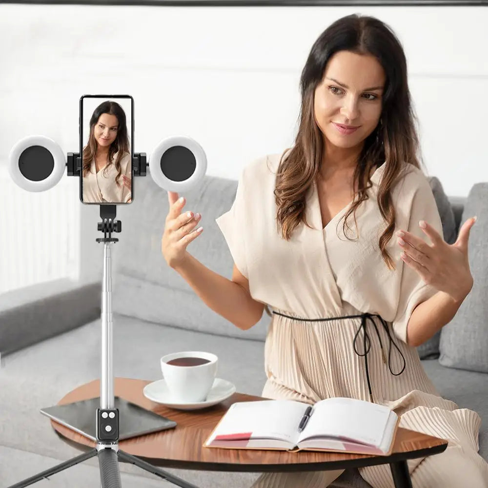 Rondaful Selfie Stick Tripod | Dual Fill Lights, Up to 170 cm | Trípode para Móvil