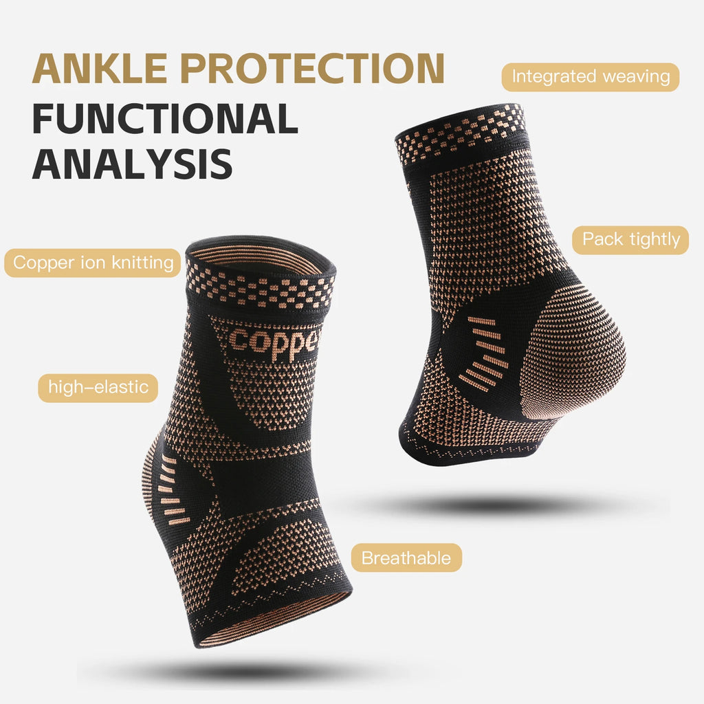 Copper Ankle Compression Sleeve | Elastic Knit Support for Sports & Daily Use