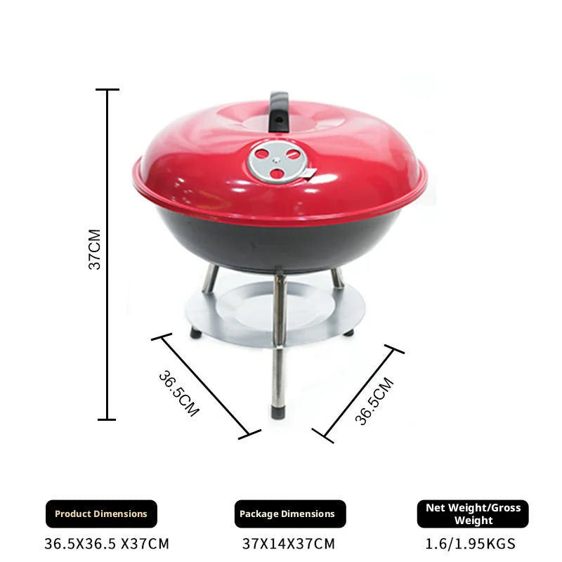 Charcoal BBQ Grill | Wheels & Storage Shelves | Outdoor Cooking