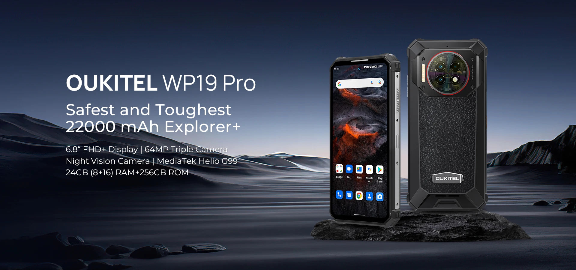 OUKITEL WP19 Pro | Rugged Phone 4G 22000mAh 64MP 120Hz | Helio G99 NFC Android 13