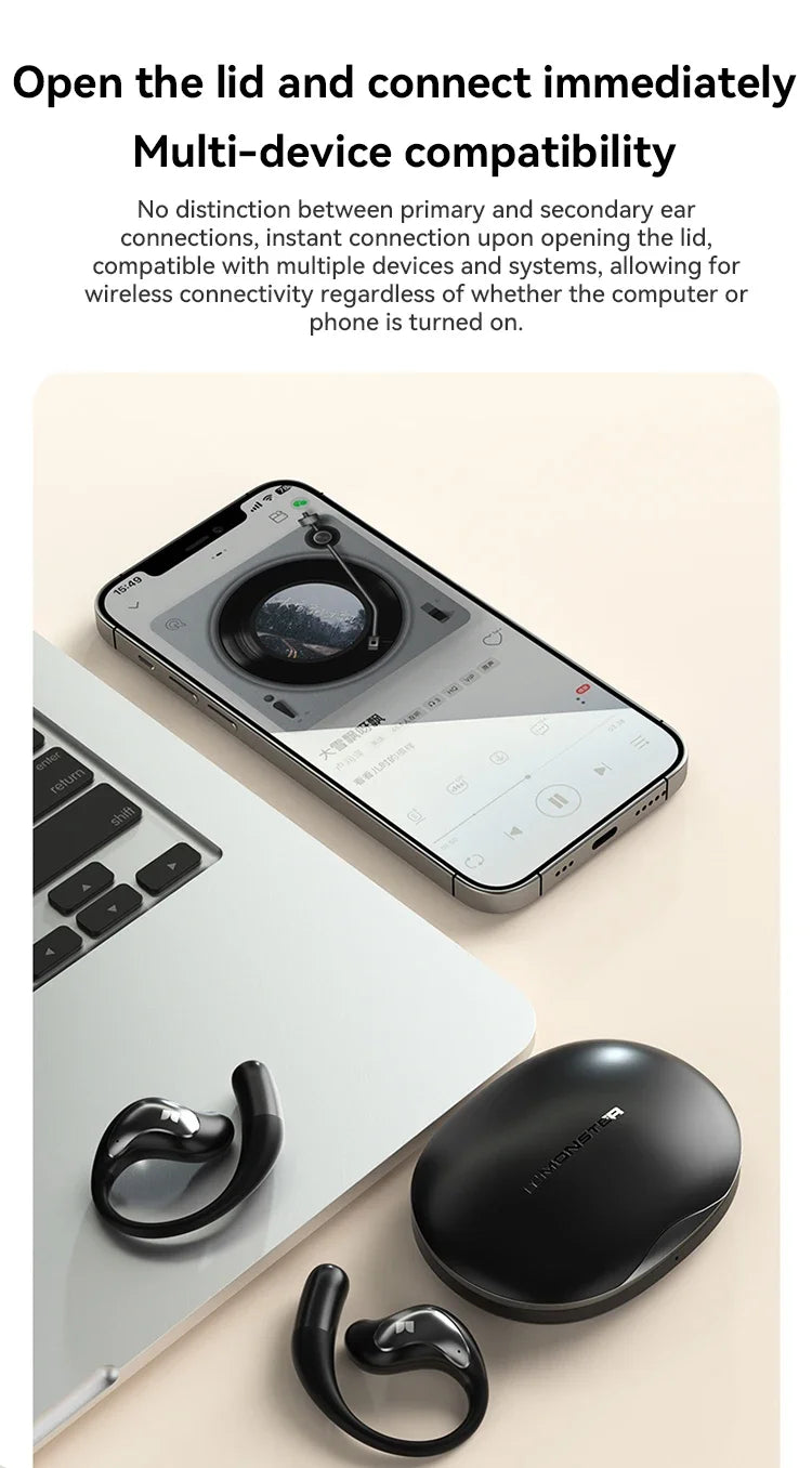 Monster Open Ear - Auriculares Inalámbricos Bluetooth 6.0 | ENC | Deportes y Gaming