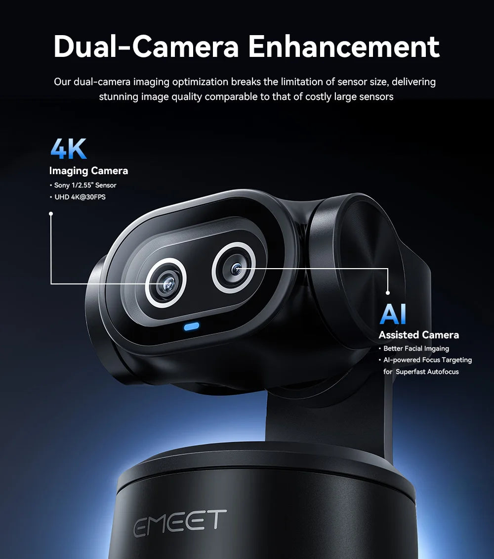 EMEET PIXY | Webcam 4K PTZ IA | Doble Cámara Sony | Seguimiento Automático | altson.shop