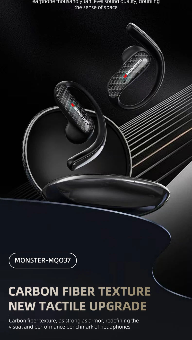Monster MQO37 - Auriculares Gaming TWS Bluetooth 6.0 | ANC | OWS Ear Hook | HiFi