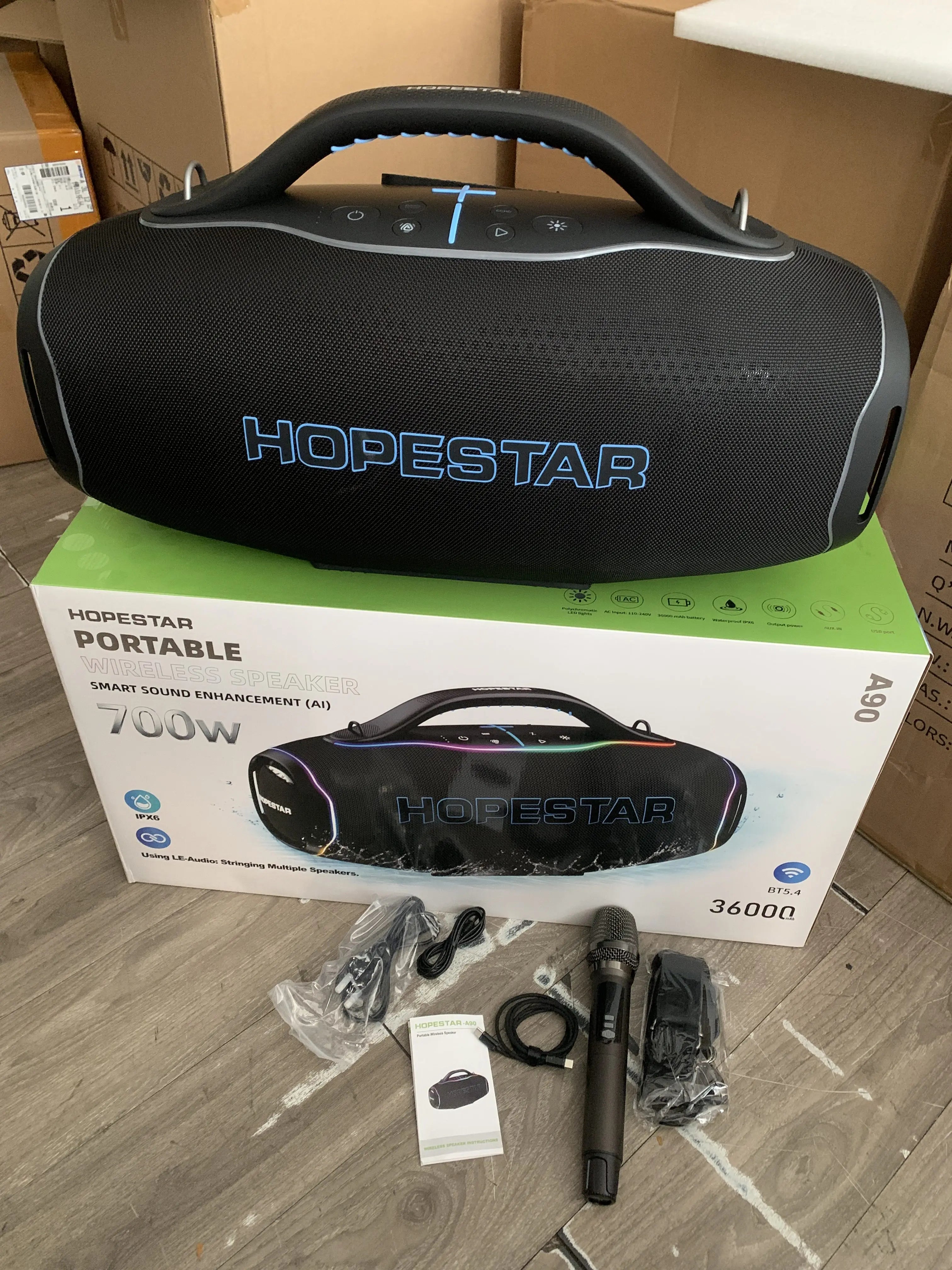 HOPESTAR A90 | Bocina Bluetooth 700W con Micrófono | Karaoke Outdoor IPX6
