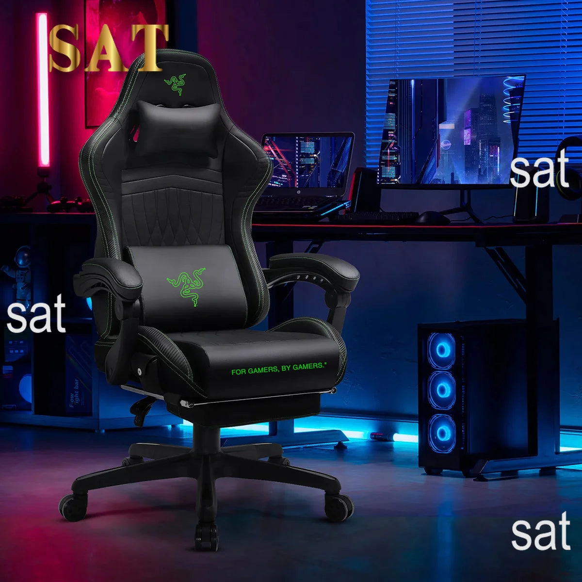 Racing Gaming Chair | Bluetooth Speaker & Footrest | PU Leather