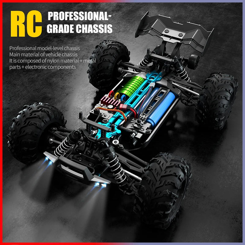 RC Monster Truck 4WD Brushless — 75km/h Off-Road 1/16 Scale | LED Headlights & Metal Parts