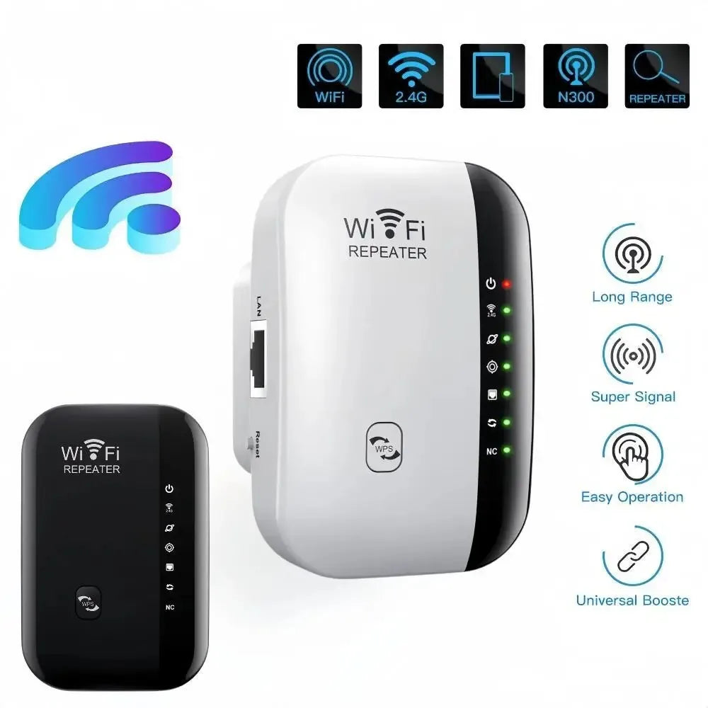 Repetidor WiFi 300Mbps | Amplificador de Señal 2.4GHz | Modos Repetidor, AP y LAN | Hogar y Oficina