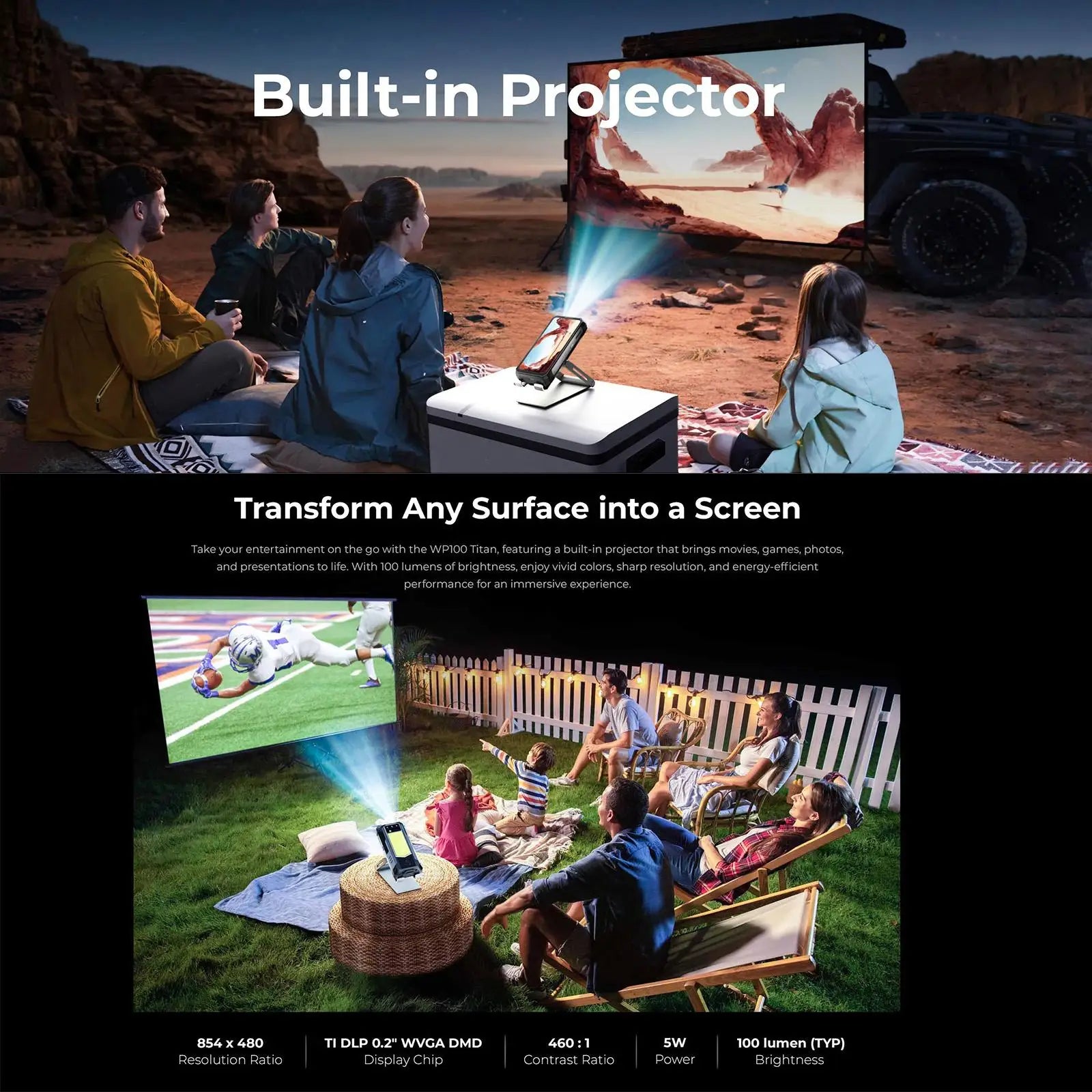 OUKITEL WP100 Titan | Rugged Smartphone 5G Proyector 200MP 33000mAh 66W | Android 15 NFC