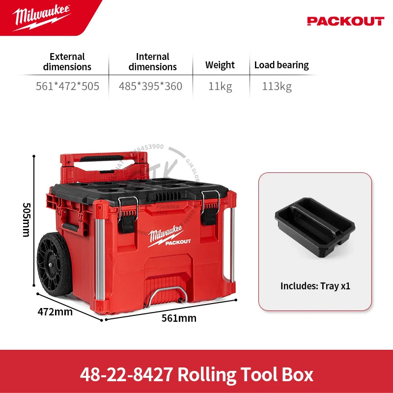 Milwaukee-Compatible PACKOUT 48-22-8427 | Rolling Tool Box