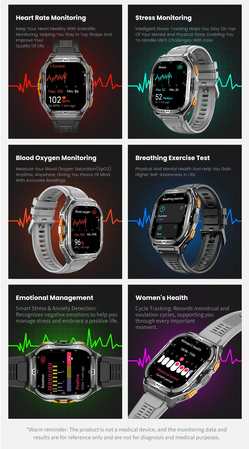 GPS Smartwatch 2026 Rugged | AMOLED 1.96" | NFC | 10m Waterproof | Bluetooth 5.3 | Men Outdoor | Smartwatch GPS 2026 Resistente | AMOLED 1.96" | NFC | Resistente al Agua 10m | Bluetooth 5.3 | Hombre Exterior