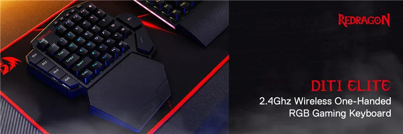 Teclado Gaming Una Mano Redragon K585 DITI | 42 Teclas | 2.4GHz Inalámbrico | RGB | 7 Macros | Hot-Swap | Redragon K585 DITI One-Handed Wireless Gaming Keypad 42 Keys 2.4GHz RGB 7 Macros Hot-Swap