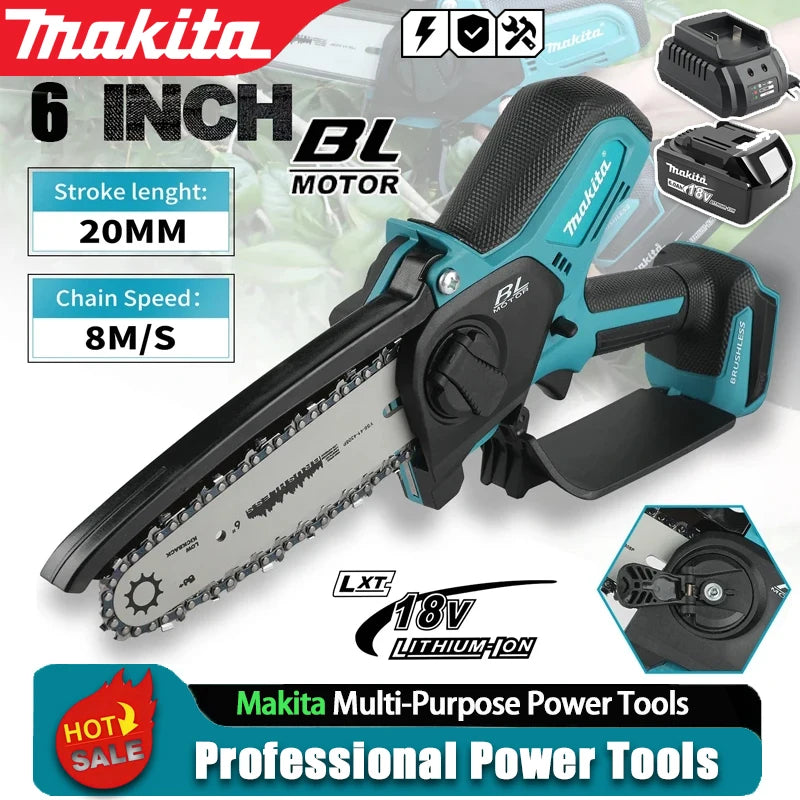 Makita MT-006 | 18V Mini Cordless Chainsaw | 6-Inch Wood Cutting