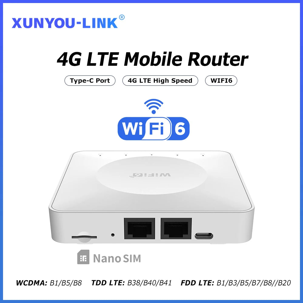 Router 4G LTE WiFi con SIM Card | 32 Dispositivos | Puerto LAN | Type-C | Europa, Asia & África