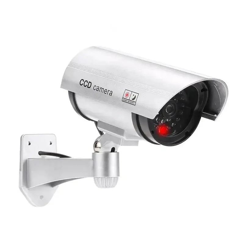 Fake Security Camera | Indoor & Outdoor | Adjustable Mount | Blinking LED | Black / Silver