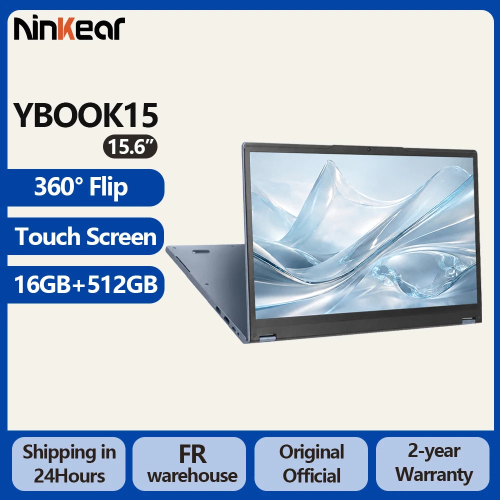 Ninkear YBook15 Laptop 2-in-1 15.6" | AMD Ryzen 3, 16GB RAM, 512GB SSD | Touch 360°, Windows 11