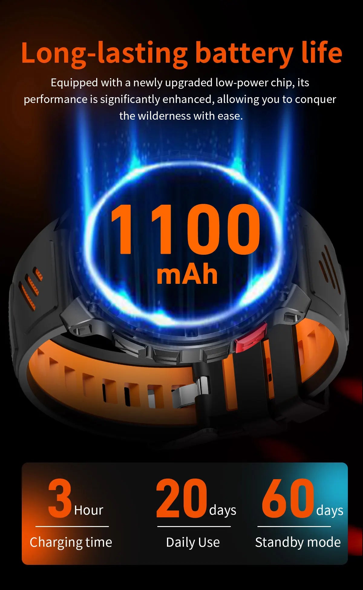 T-REX 3 | Smartwatch Militar 1100mAh | AMOLED 1.7", 10ATM, GPS, 170+ Modos, Linterna LED