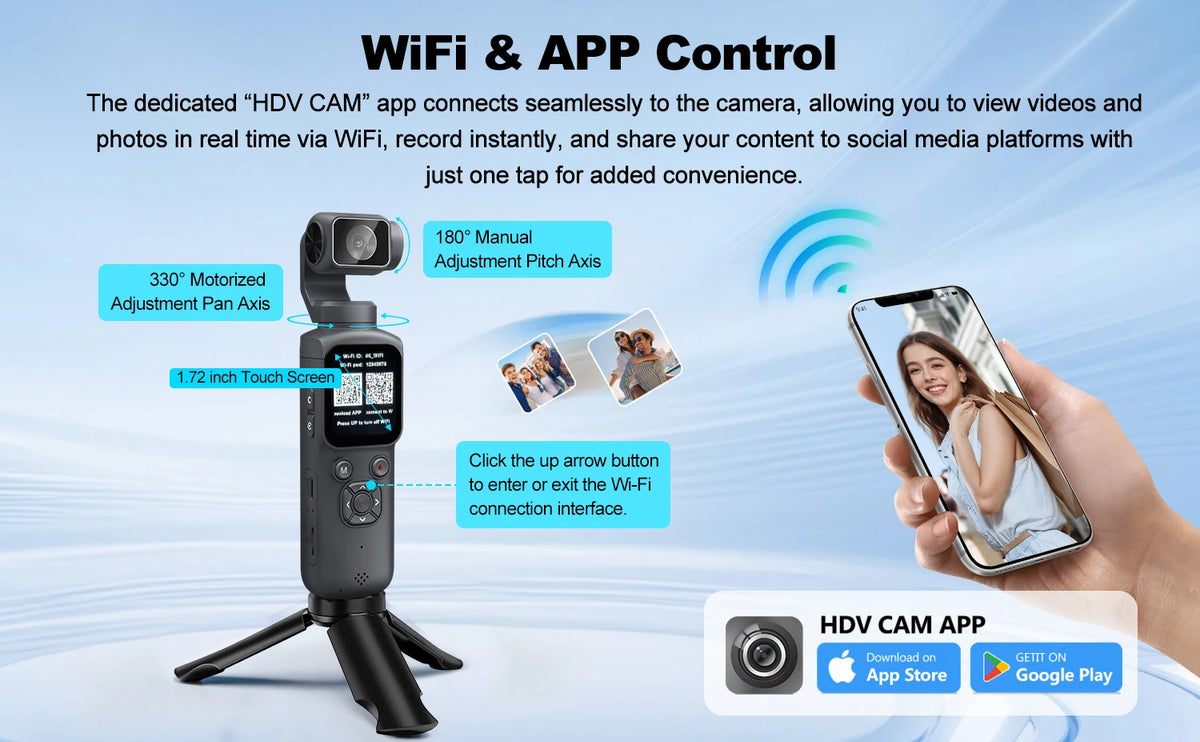 4K Pocket Vlog Camera | WiFi & Touchscreen