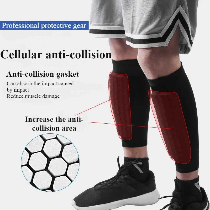 Soccer Shin Guard Pad & Compression Calf Sleeve | Adults, Teens & Kids | Football Leg Protection | M-XL