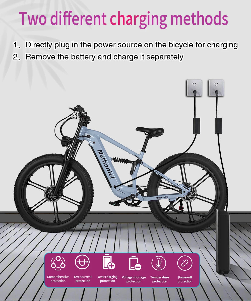 Nathaniel SYR09 Bicicleta Eléctrica 2000W | Doble Motor | Fat Tire 26x4.0 | 48V 20/40Ah | 55km/h | Todo Terreno | E-Bike