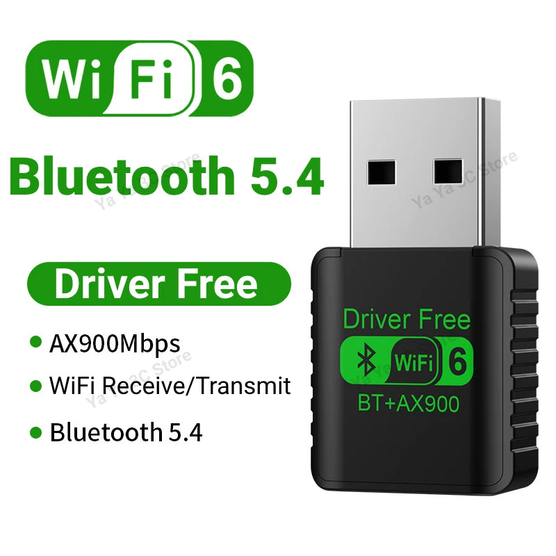 Adaptador USB WiFi + Bluetooth 5.4 900Mbps 2en1 | Doble Banda 2.4G & 5GHz | WiFi 6 | Sin Driver