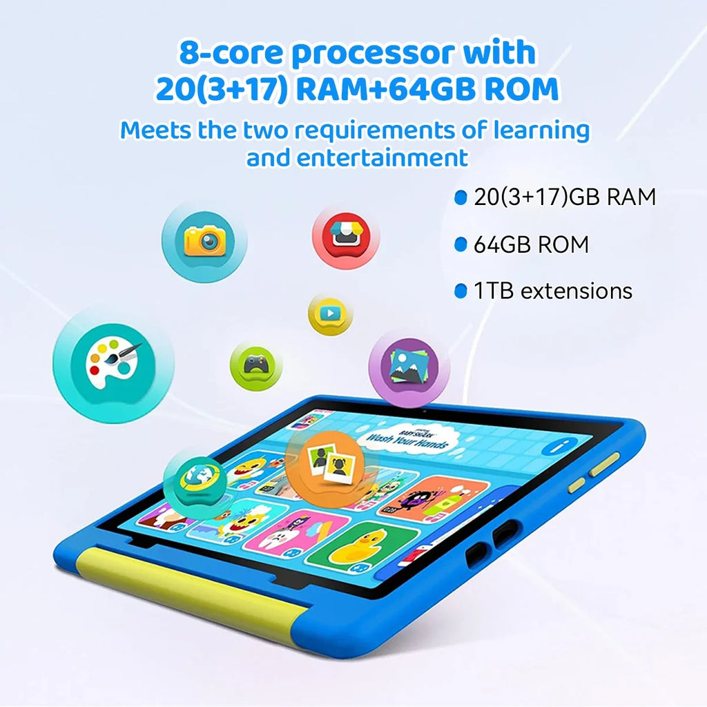 Tablet Infantil URAO 10" | Android 15 | 8GB RAM + 64GB | Octa-Core | 5000mAh | Control Parental | Con Funda
