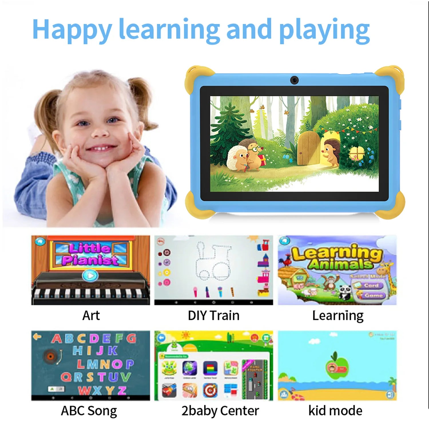 Tablet Infantil BDF 7" | Android 13 | 4GB RAM + 64GB | WiFi | Quad-Core | 4000mAh | Diseño para Niños