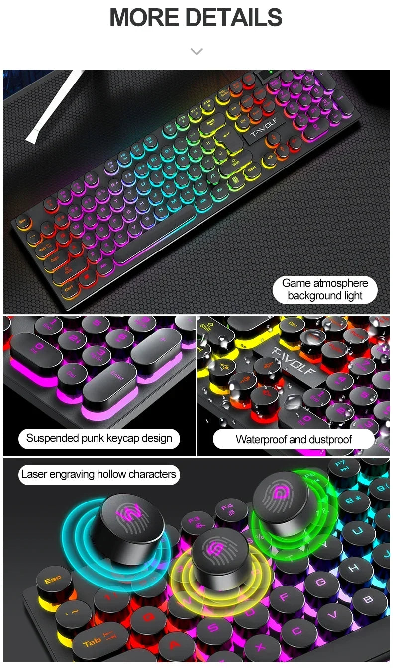Teclado Mecánico Gaming 104 Teclas | USB | RGB Multicolor | Switch Negro | PC/Laptop | Full-Size RGB Mechanical Gaming Keyboard 104 Keys USB Black Switch PC Laptop