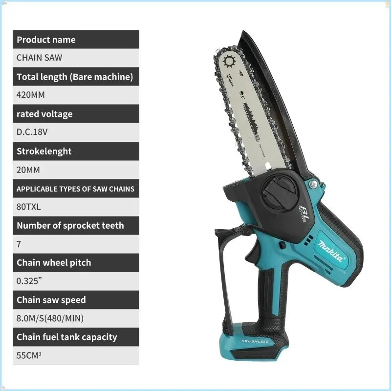 Makita-Compatible 18V 6in Cordless Mini Chainsaw | Woodworking