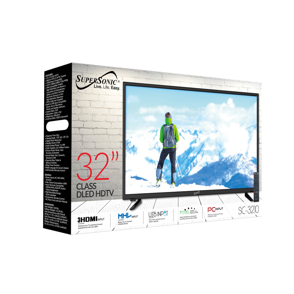 Supersonic SC-3210 — TV LED 32" 1080p con HDMI, USB y Lector SD