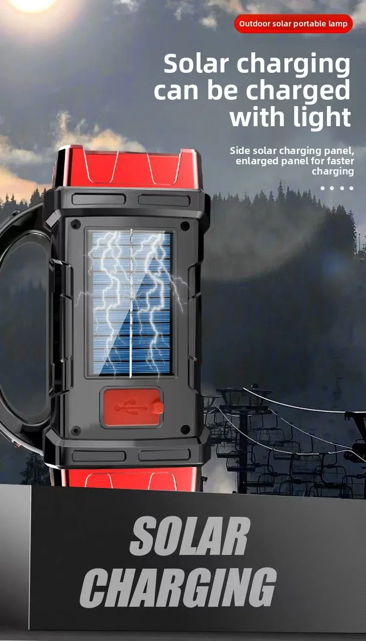 Linterna LED Recargable USB y Solar | Alta Potencia para Camping y Exteriores