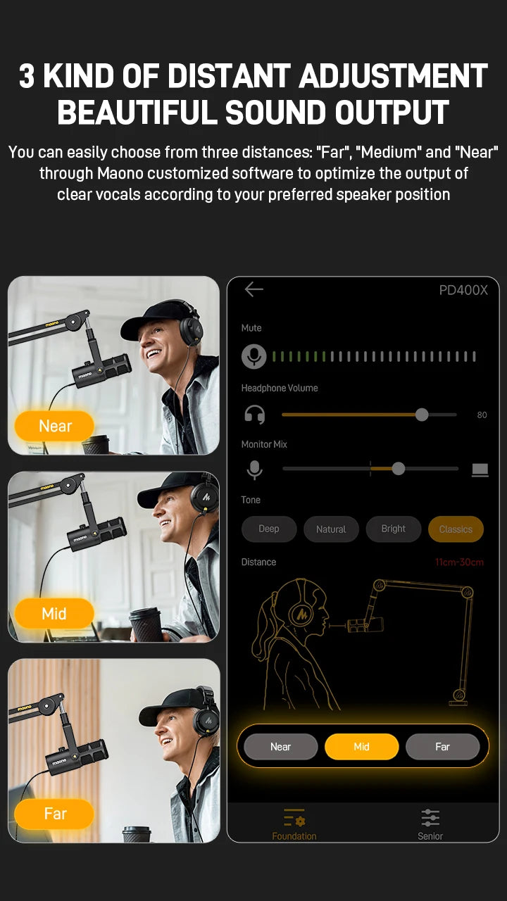 MAONO PD400X USB/XLR Dynamic Microphone | Large Diaphragm | Cardioid | 24-bit | Podcast & Streaming