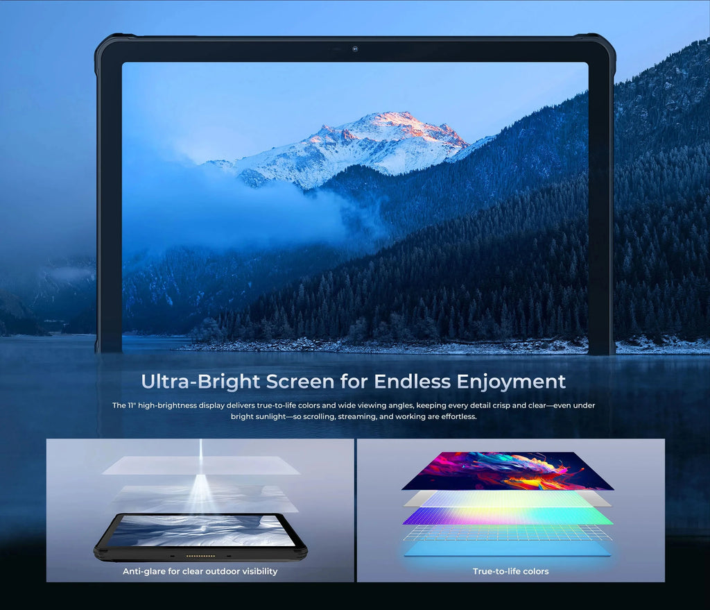 OUKITEL RT10 | Rugged Tablet 5G 25000mAh 64MP 11" FHD | Android 15 con Soporte