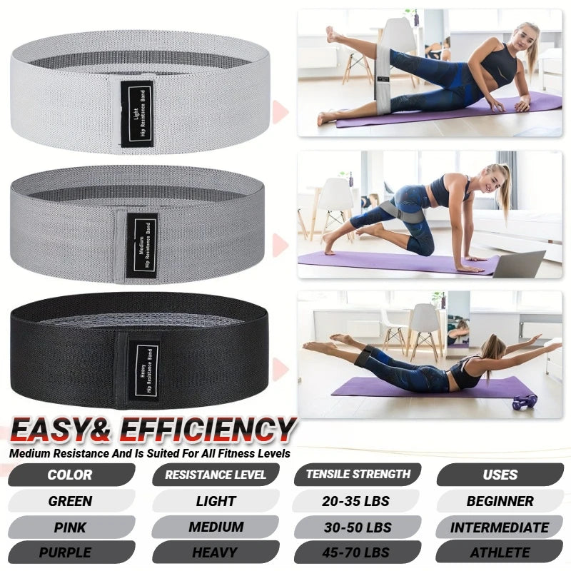 Set de Bandas de Resistencia para Glúteos y Caderas | Tela Antideslizante | Yoga y Fitness