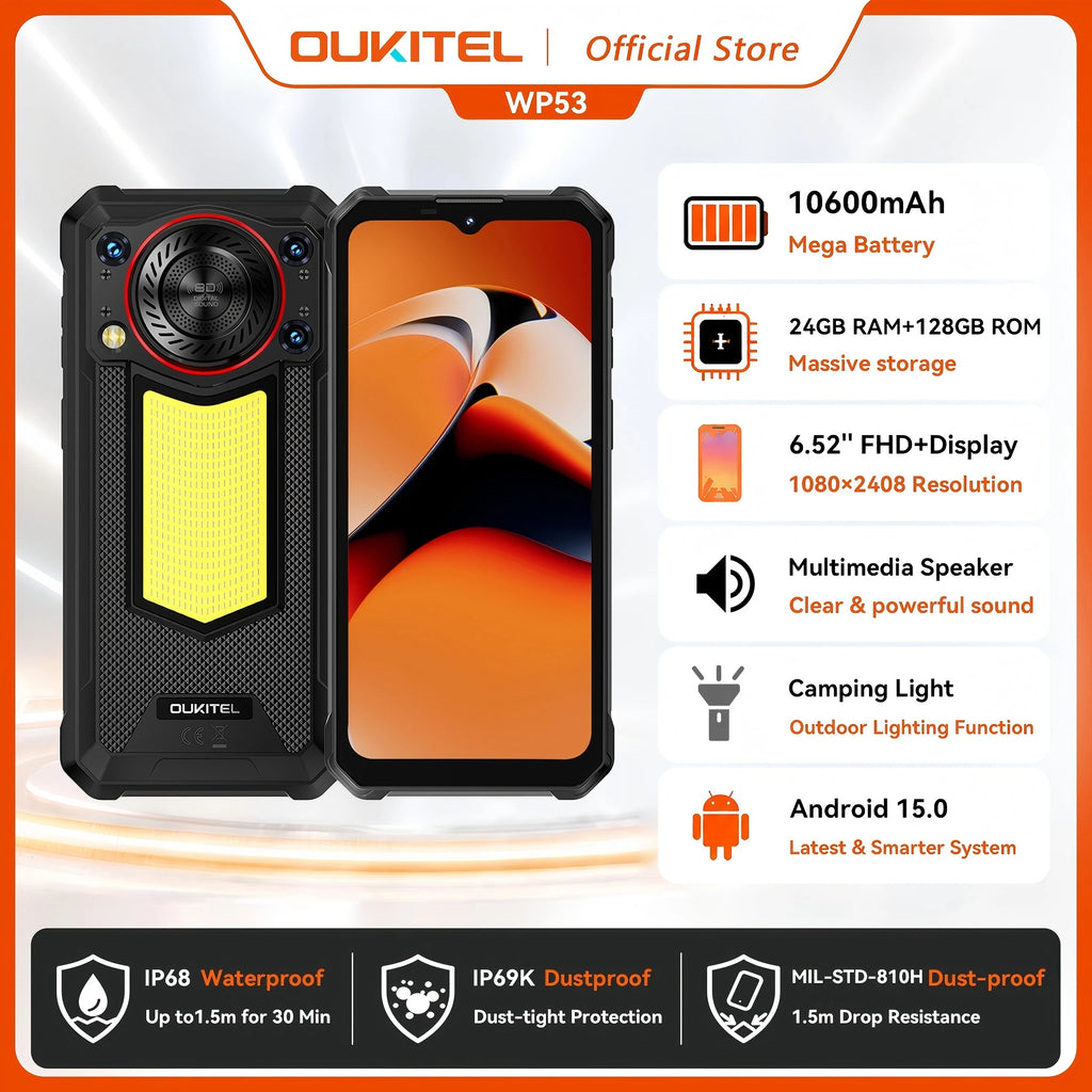 OUKITEL WP53 | Rugged Phone 4G 11000mAh 13MP Android 15 | NFC IP68 128dB