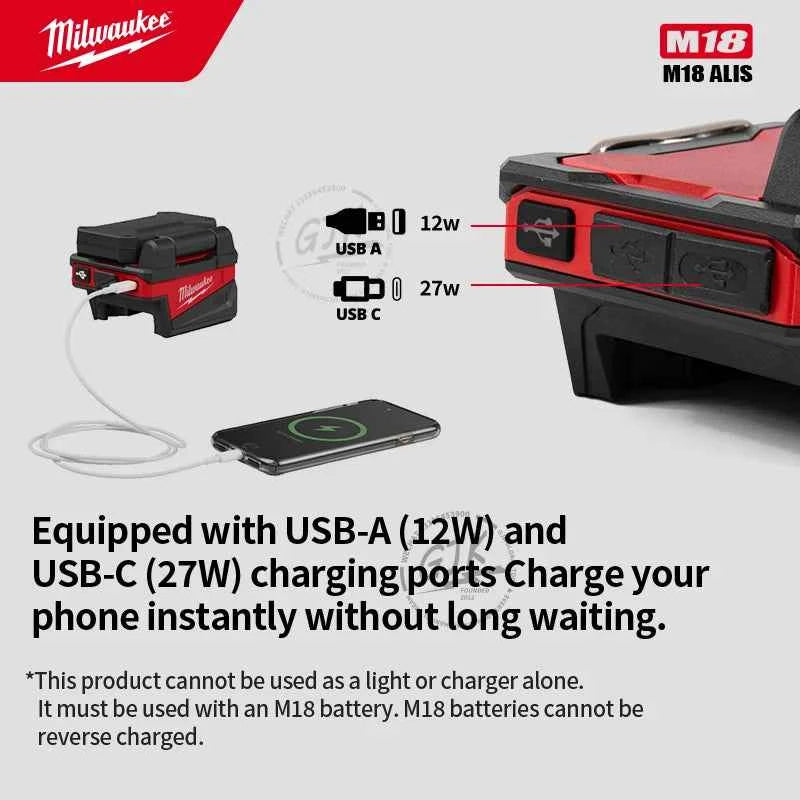 Milwaukee-Compatible M18 ROVER | 18V Folding Flood Light with USB